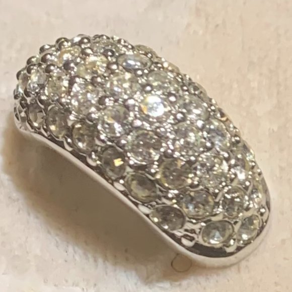 Christian Dior Rhodium Plated Earrings with Clear Crystals and 14K Gold Posts - Picture 5 of 5